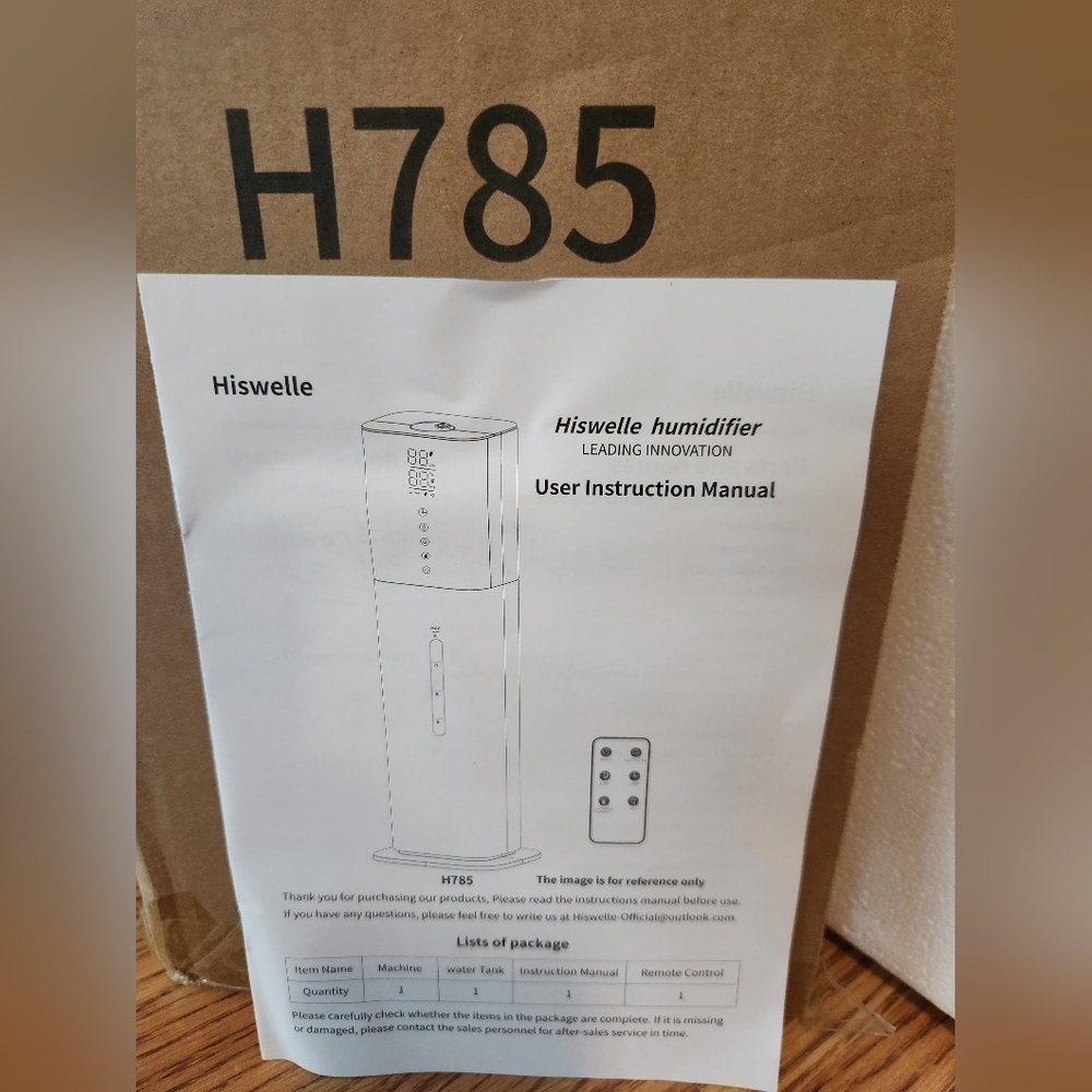 Hiswelle Large Room Humidifier 2.1 Gallon Ultra Quiet New In Box - Picture 7 of 8